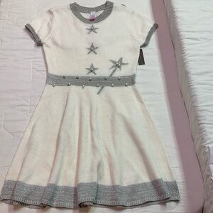 White Silver Angel Christmas Sweater Dress Size Medium NWT